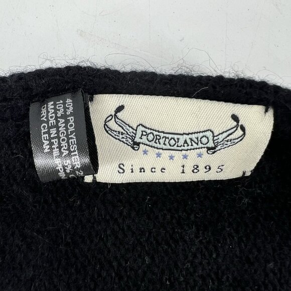 Portolano Black Gold Striped Angora Blend Scarf - Picture 4 of 4